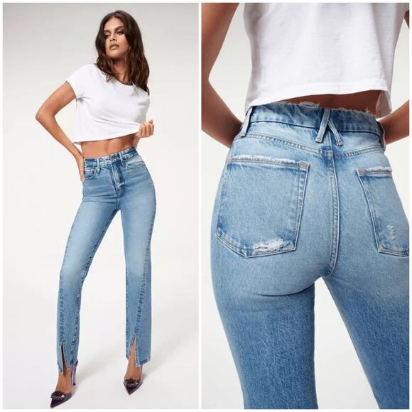 Good American Light Blue Straight Leg Jeans - Picture 1 of 15